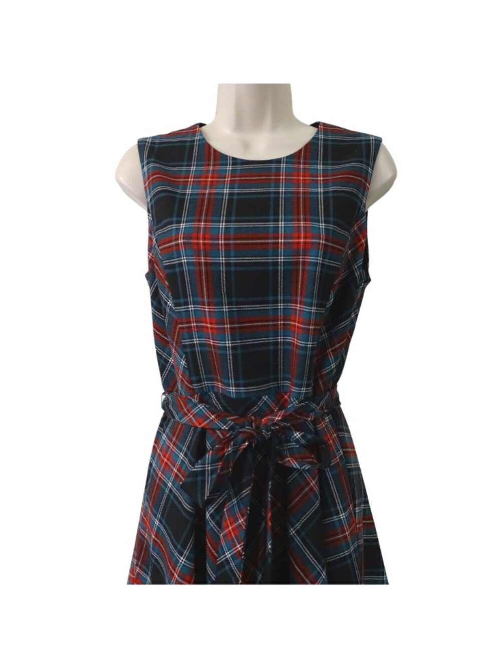Draper James Sleeveless Tartan Plaid Belted Fit and Flare Dress Size 4 Preppy - Picture 2 of 10